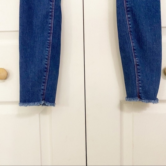 ASOS High Rise Raw Hem Skinny Medium Wash Jeans - Picture 4 of 8